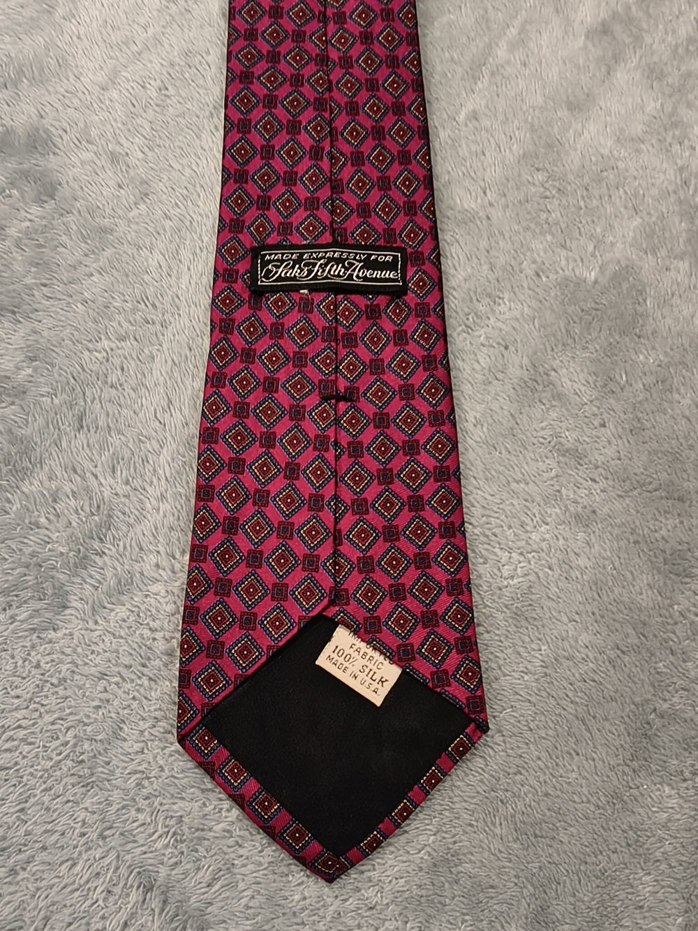 Saks Fifth Avenue Pink Geometric Silk Tie